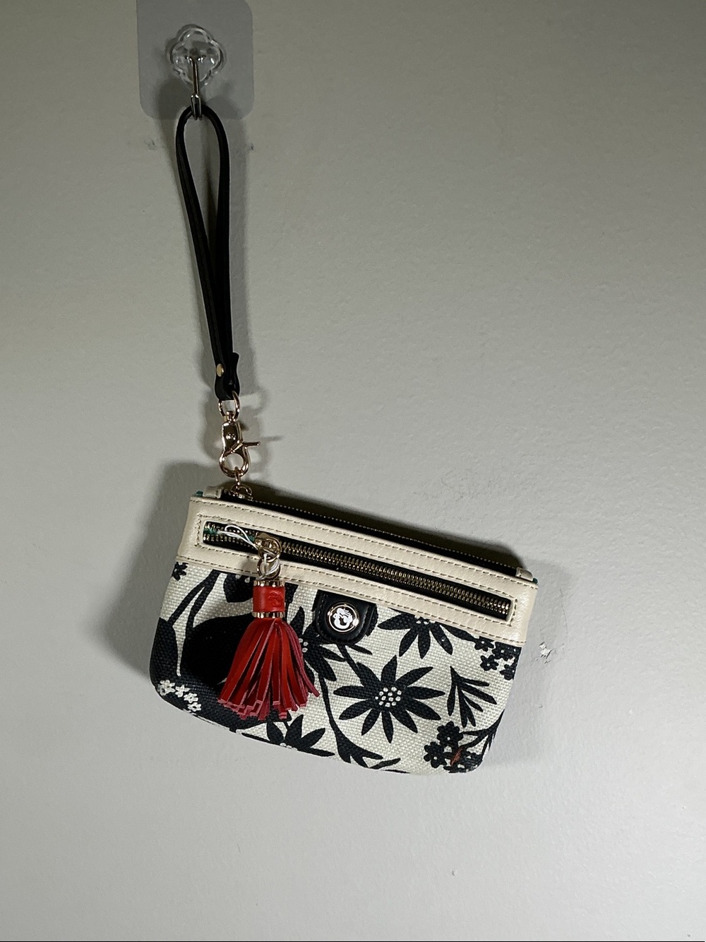 Spartina 449 Daufuskie Island Floral Wristlet Wallet Linen Leather EUC